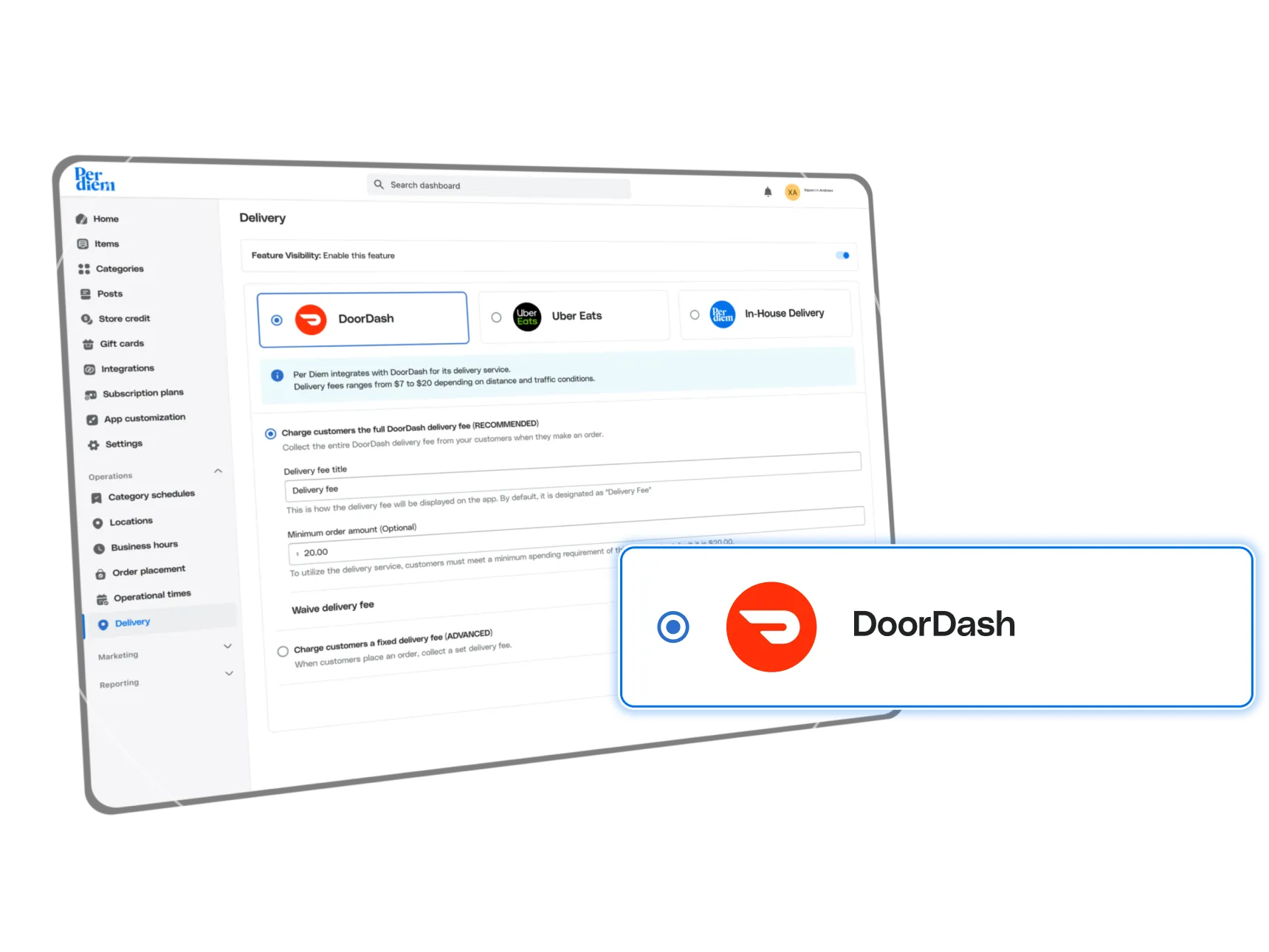 DoorDash delivery dashboard
