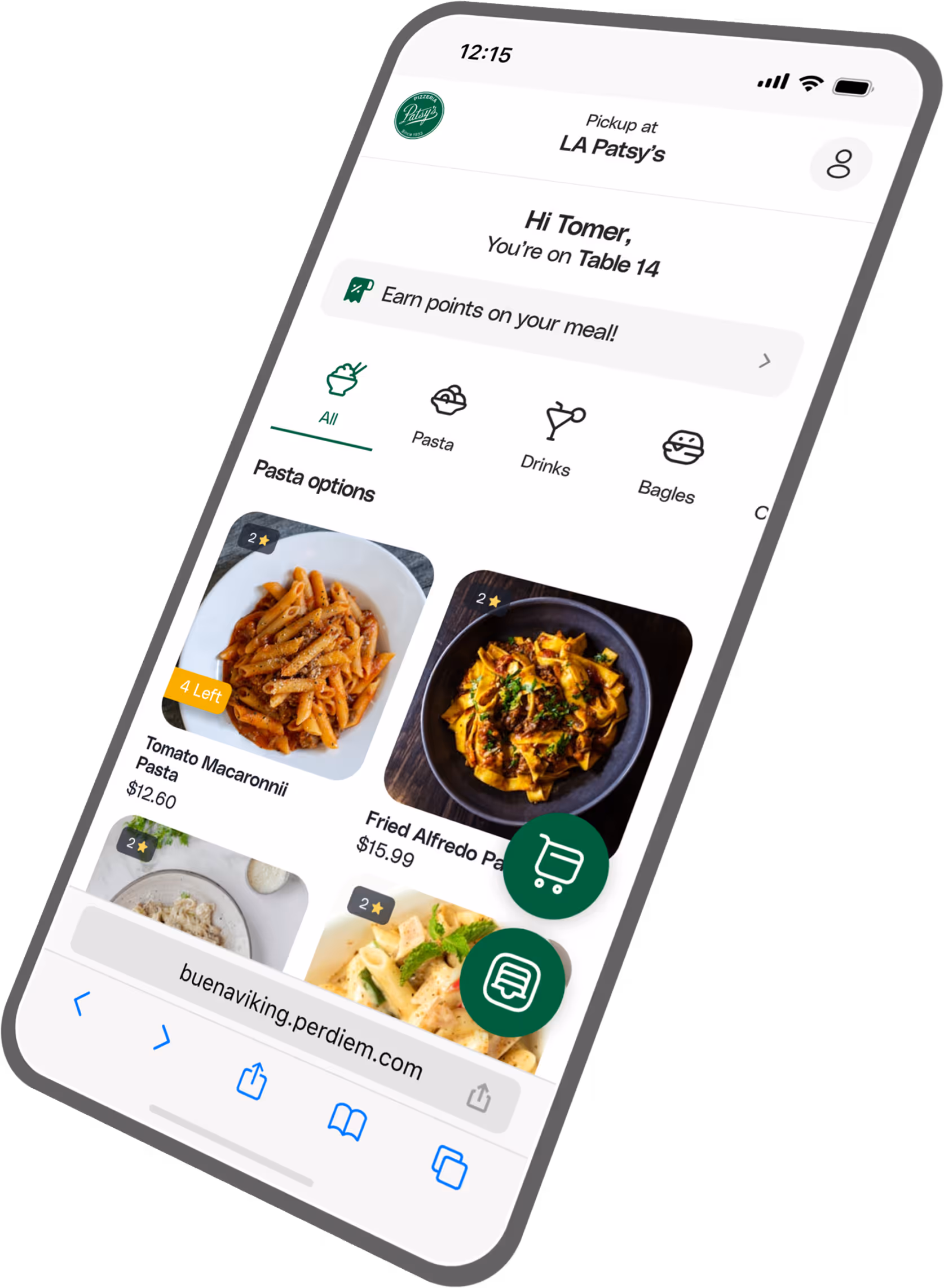 Per Diem web ordering app preview