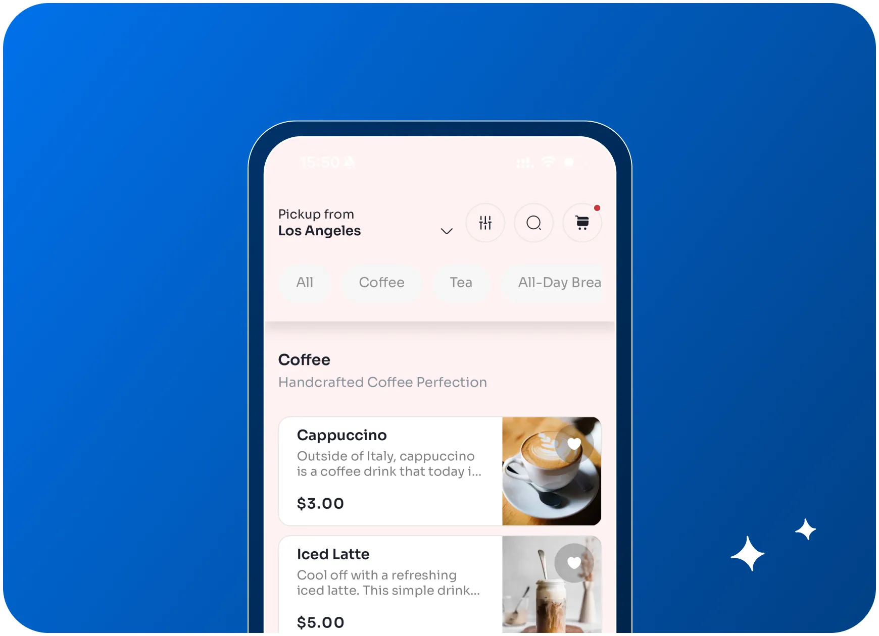 Mobile app dashboard screen synced with Square POS
