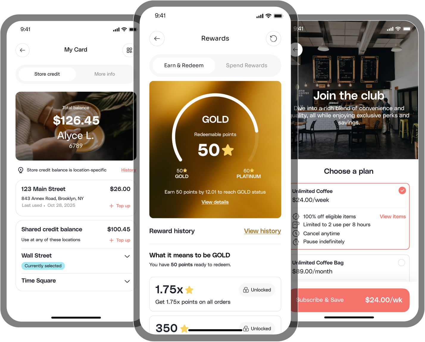 Per Diem loyalty app on iPhone